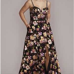 Corset Bodice Floral Patterened A-Line Dress size 12